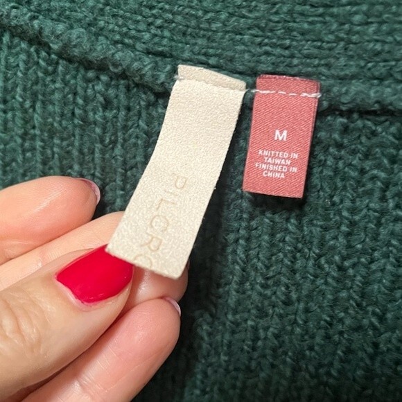 Anthropologie Pilcro Textured V-Neck Sweater in Forest Green M NWOT - Picture 6 of 10